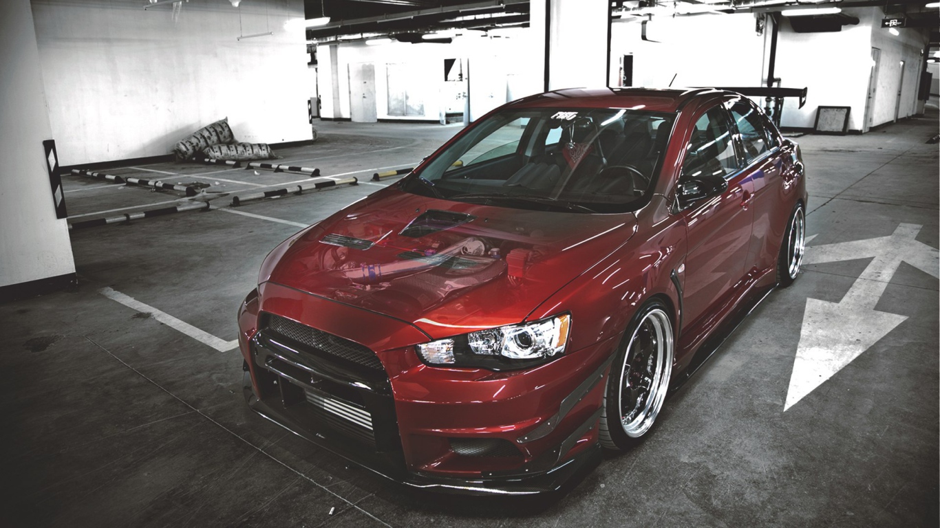Красный Mitsubishi Lancer Evolution X