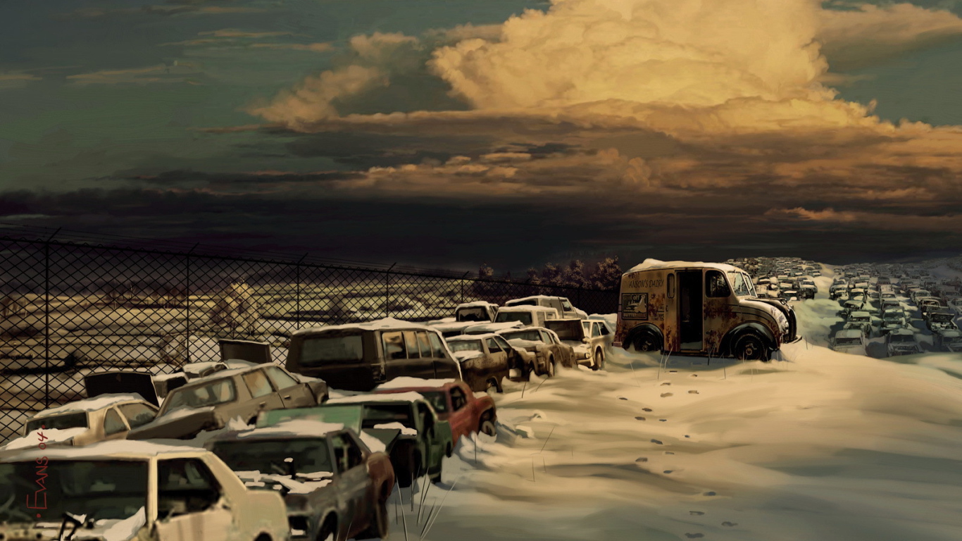 Автомобили заваленные снегом