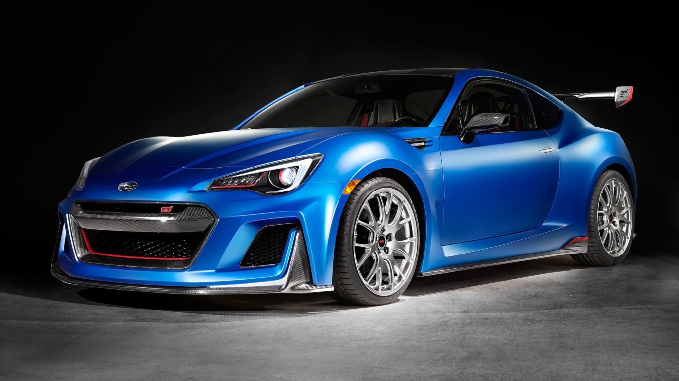 Голубой автомобиль Subaru STI Performance