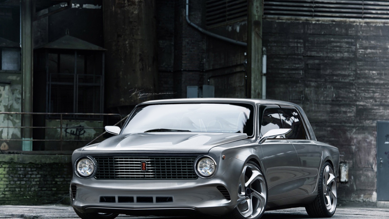 Серый ВАЗ после тюнинга