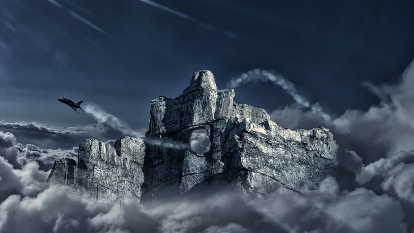 Самолет пролетел сквозь отверстие в скале