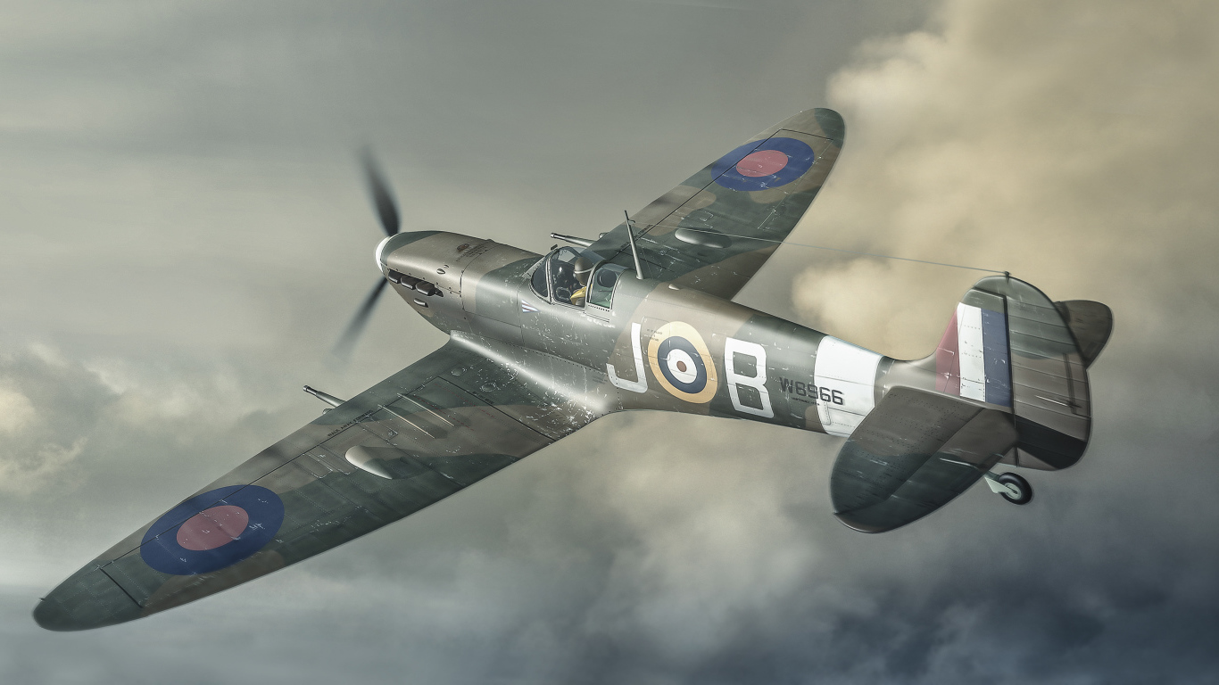 Военный самолет над облаками