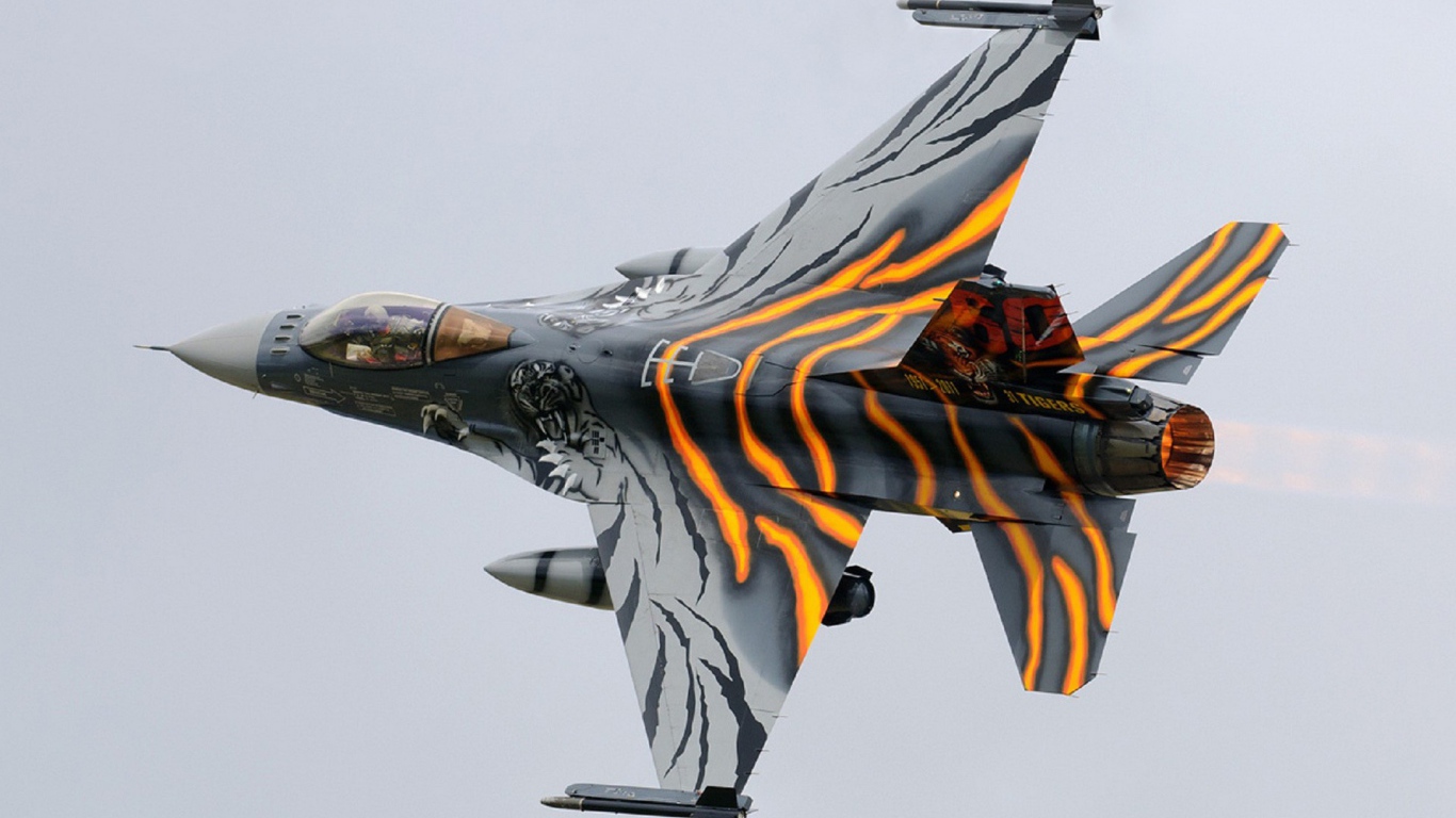 Тигровая раскраска самолета F-16