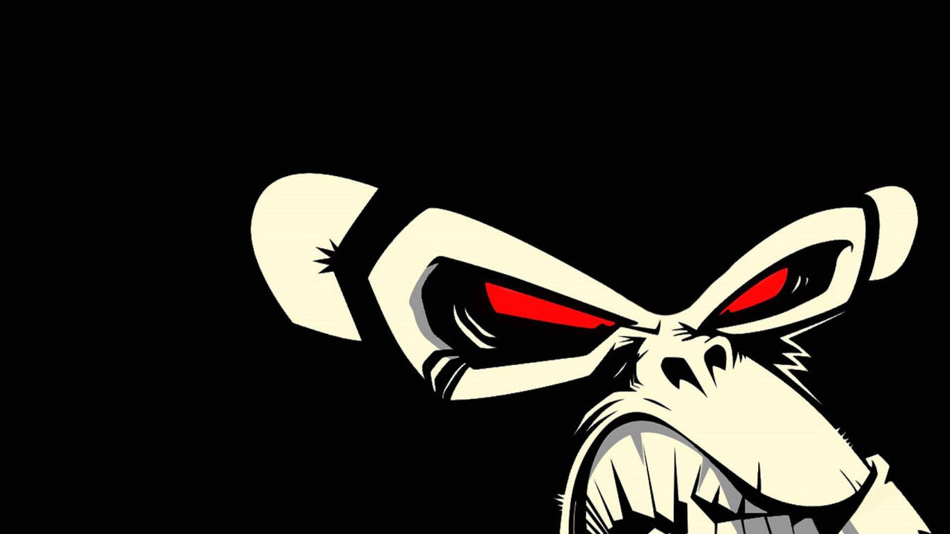 Злая обезьяна, черный фон