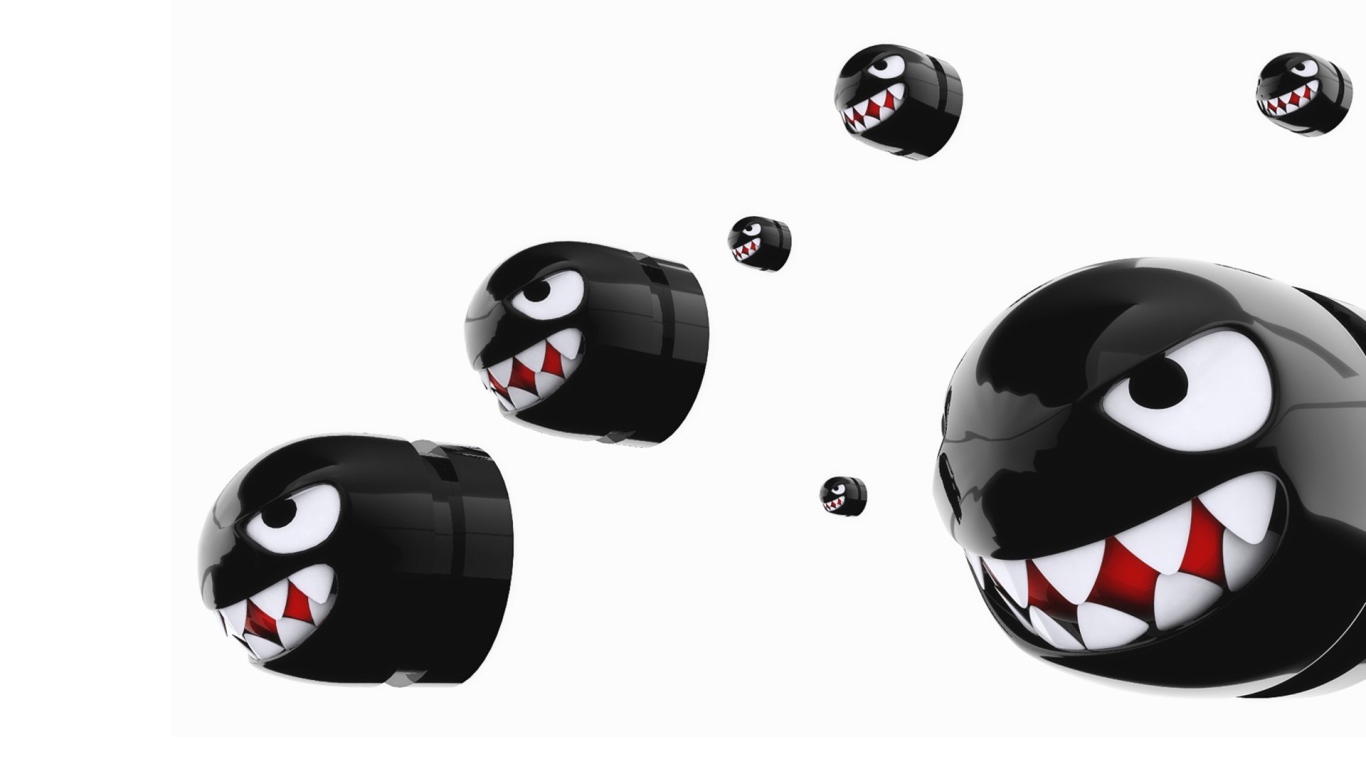 Черные пули летят на белом фоне