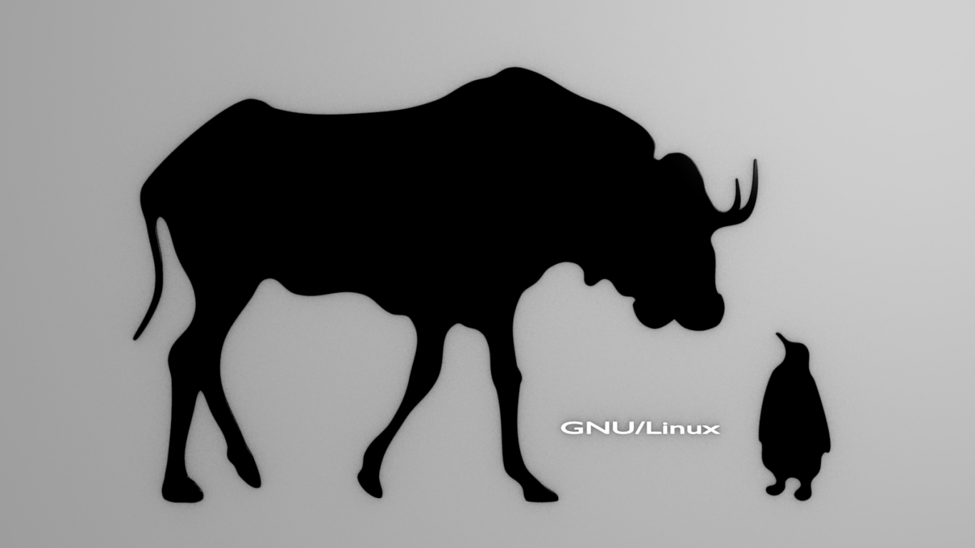 Бык и пингвин, фон Linux GNU