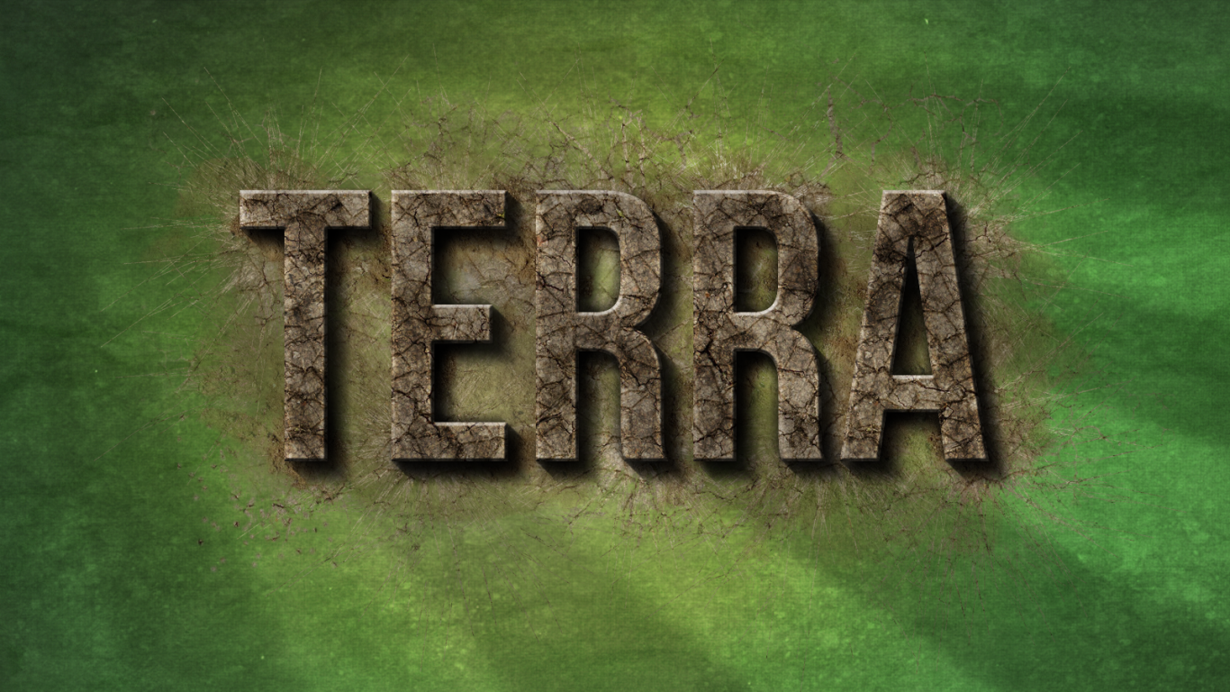 Надпись Терра, зеленый фон