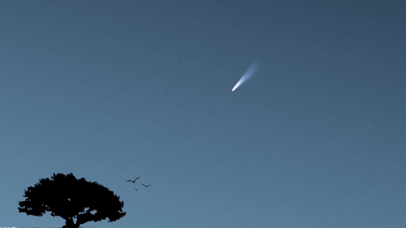 Комета в небе, фон