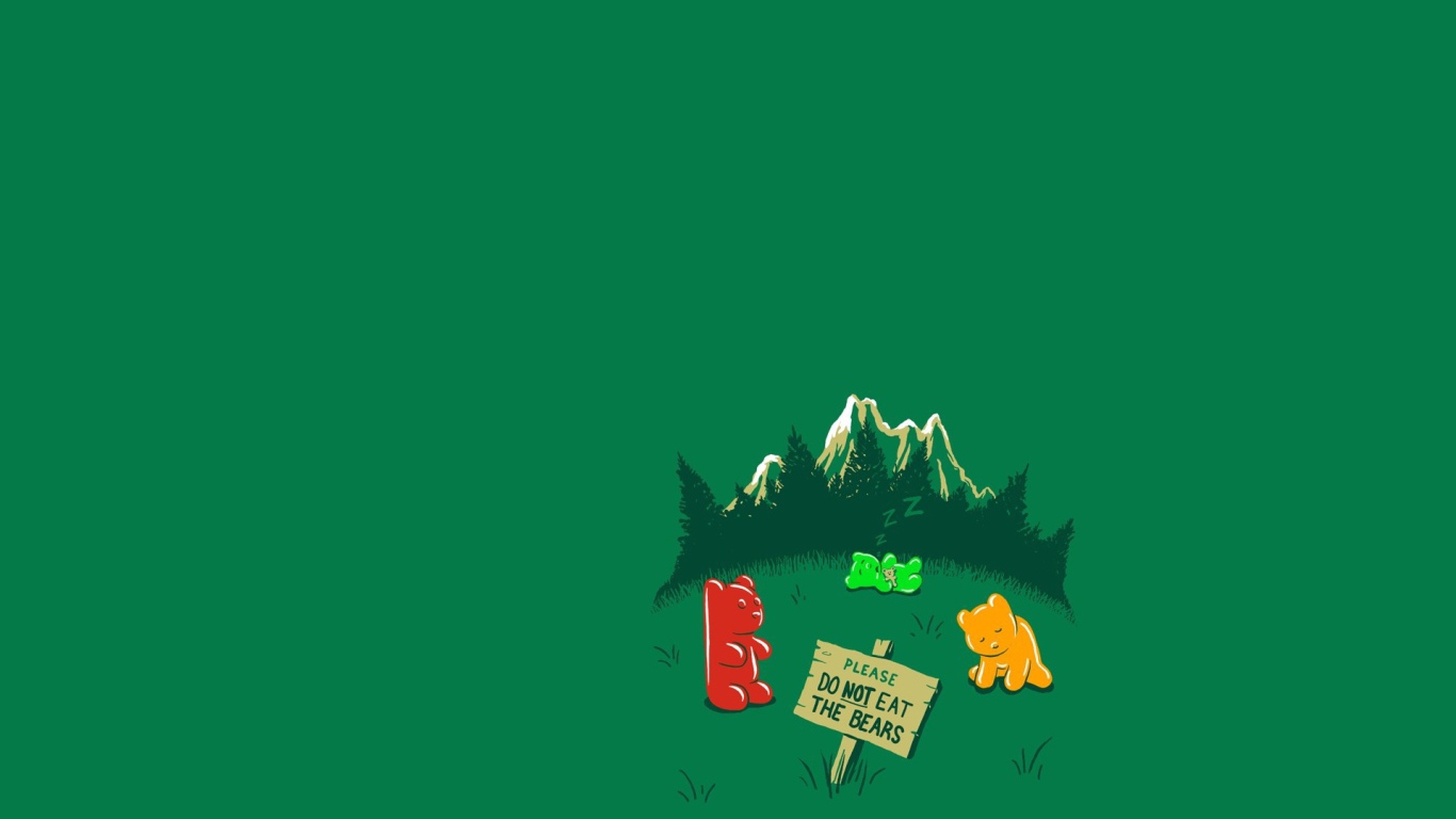 Не ешьте медведей, зеленый фон