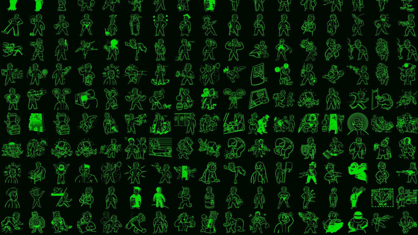 Фигурки персонажей Fallout, черный фон