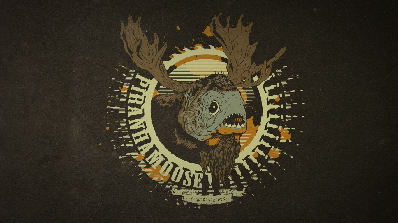 Рыба с бородой и рогами, коричневый фон