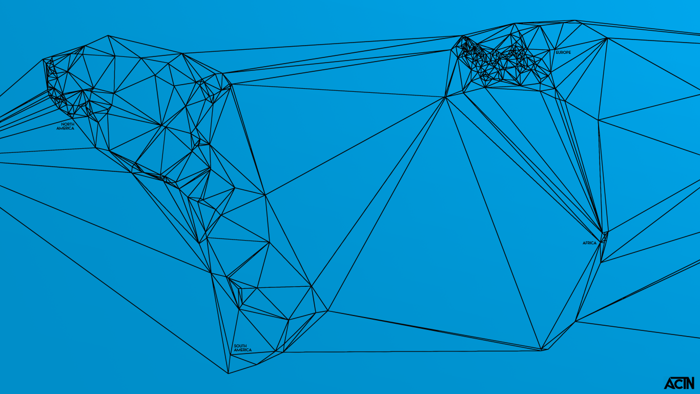 Геометрическая карта мира Nicholas Felton, голубой фон