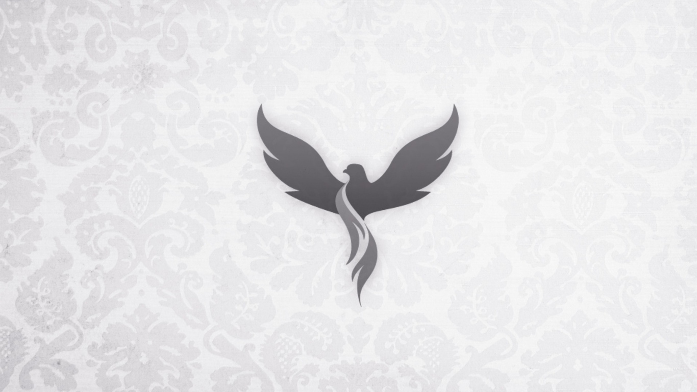 Серый феникс на светлом фоне