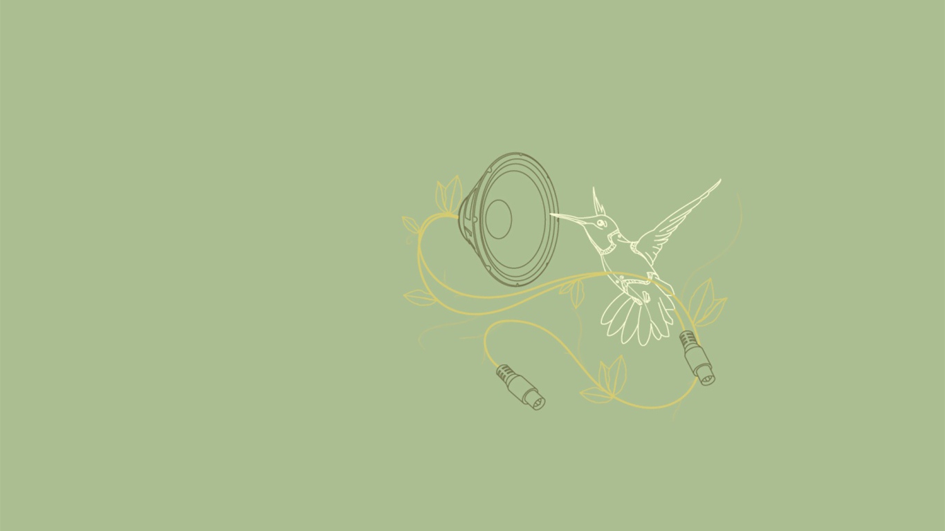 Колибри поет, серый фон