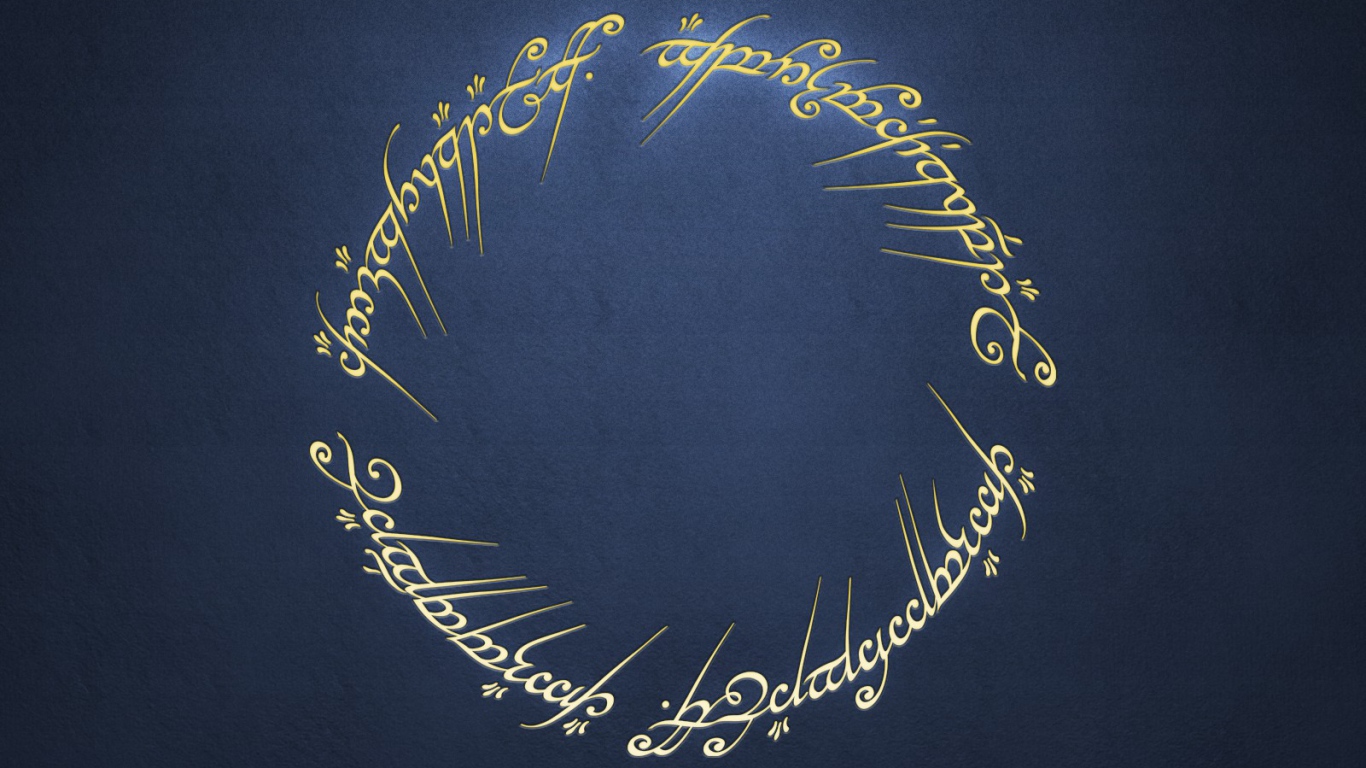 Надписи с Кольца всевластия на синем фоне