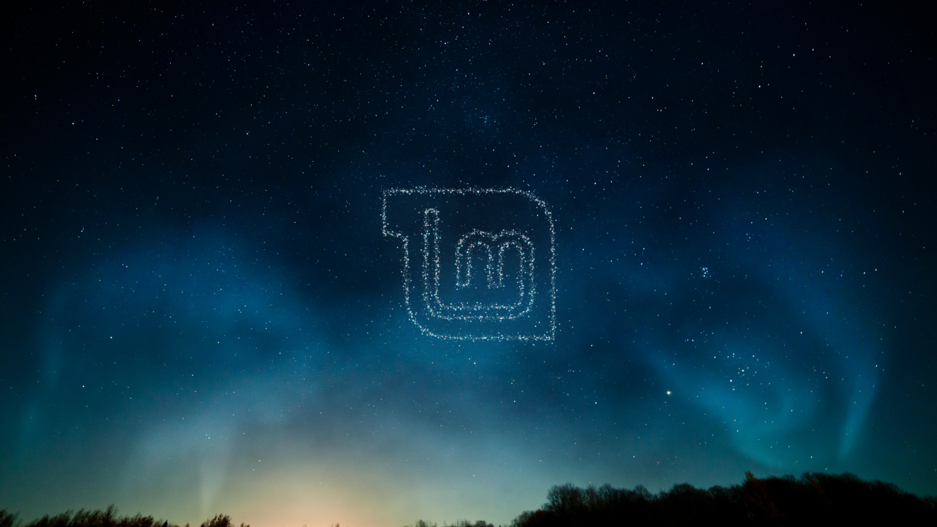 Логотип Linux Mint из звезд в небе