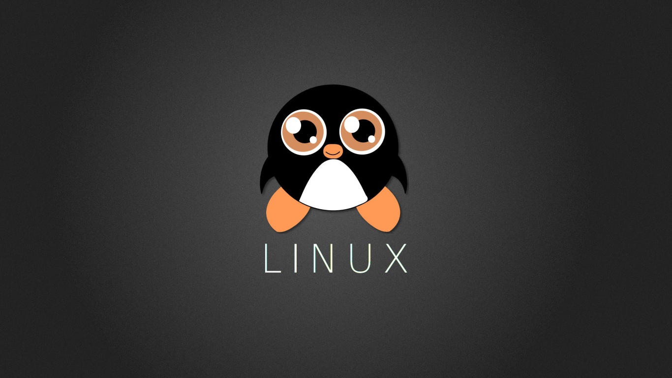 Пингвин Линукс, серый фон
