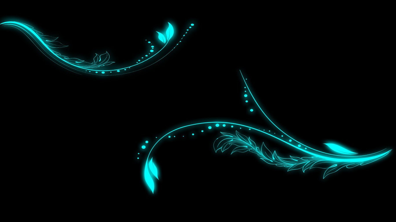 Неоновые цветы на черном фоне