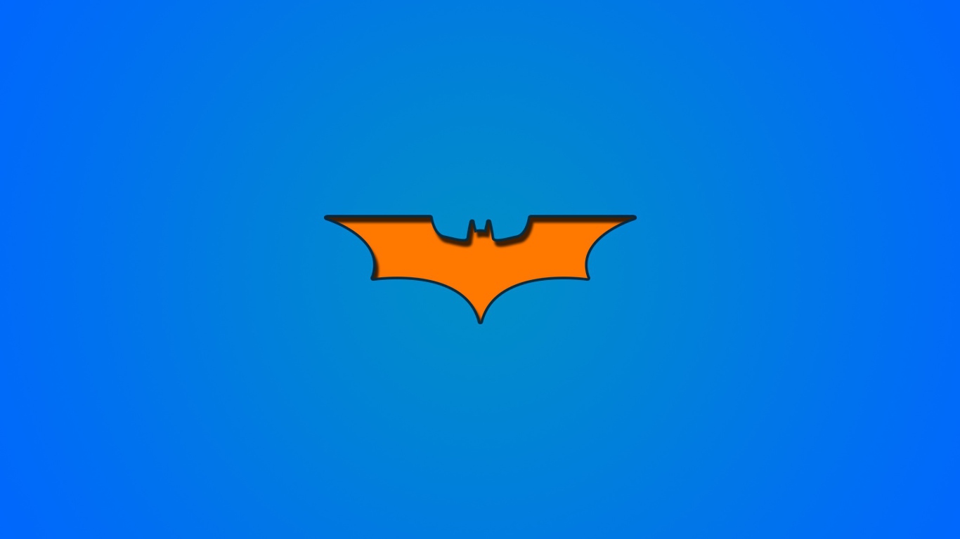 Оранжевый символ Бетмана на голубом фоне