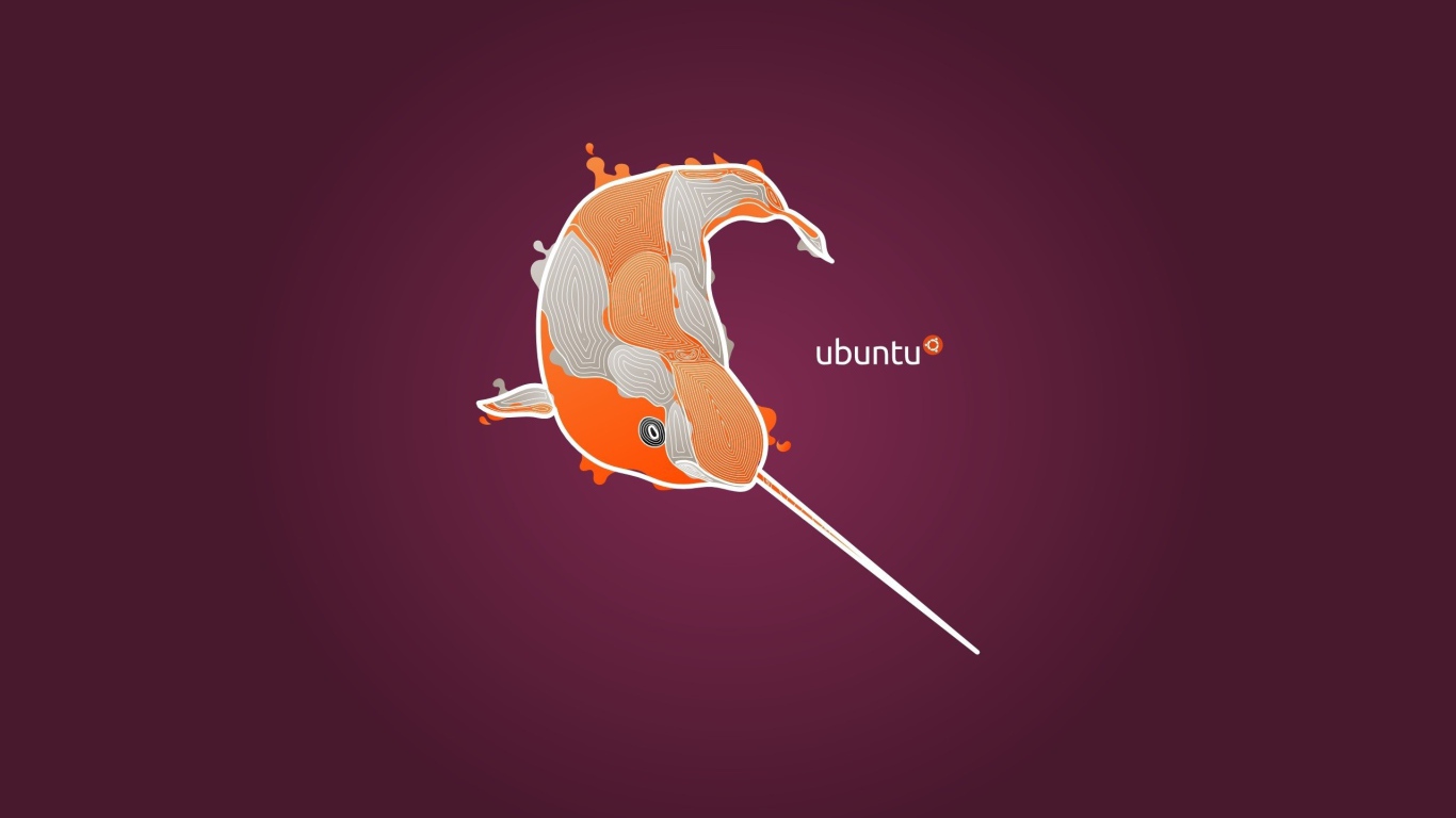Оранжевый нарвал, фон Ubuntu
