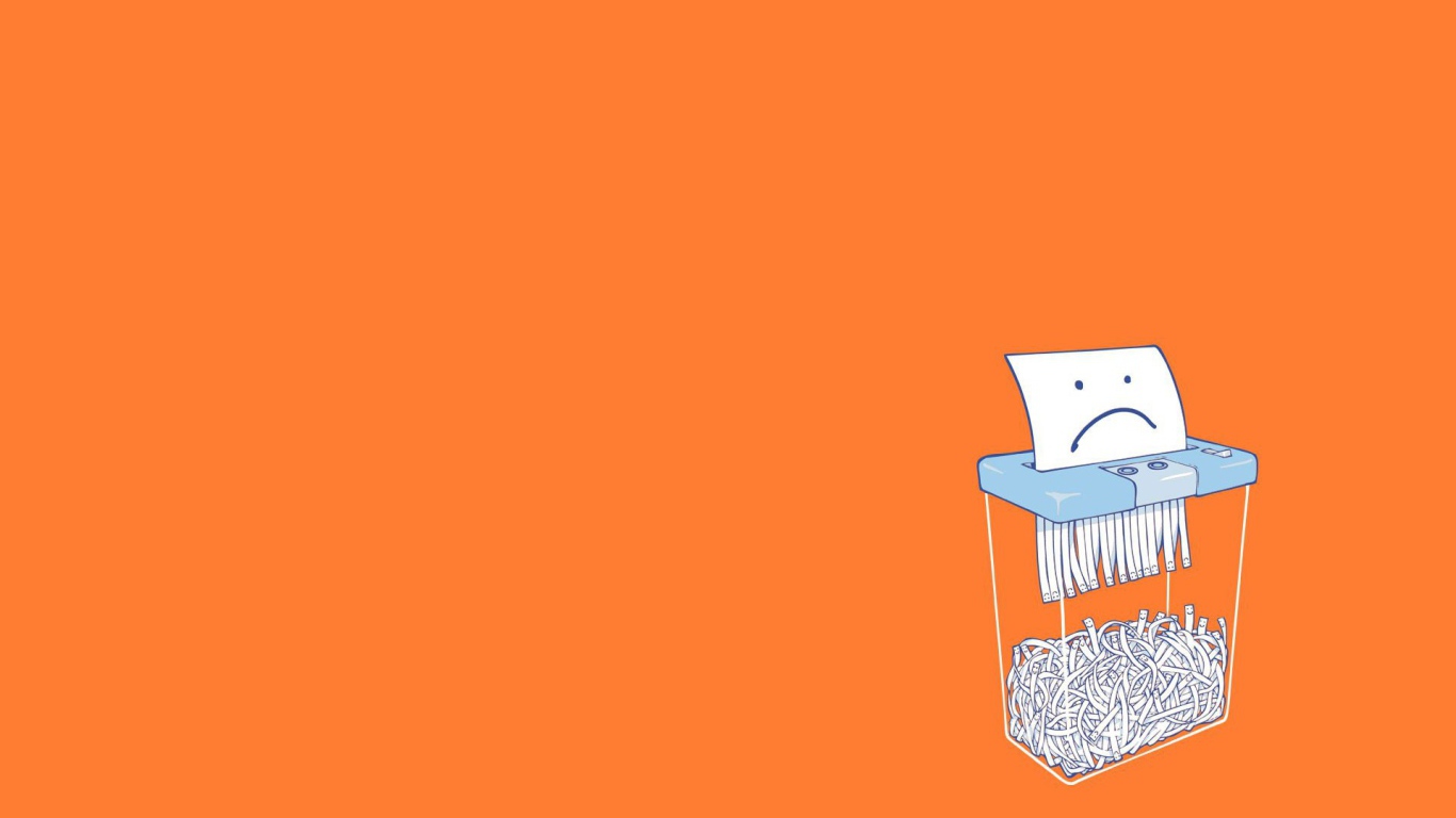 Бумага в шредере, оранжевый фон
