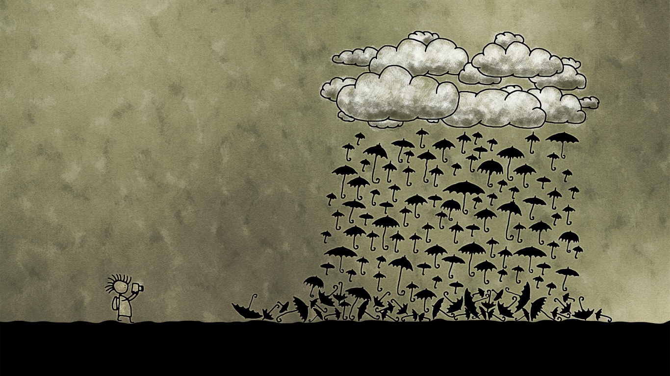 Дождь из черных зонтиков