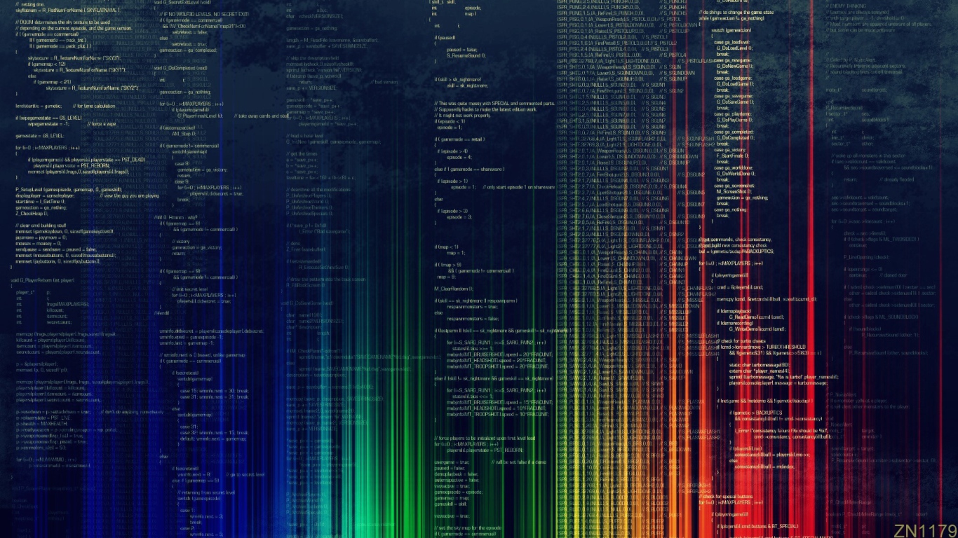 Rainbow program code Desktop wallpapers 1366x768