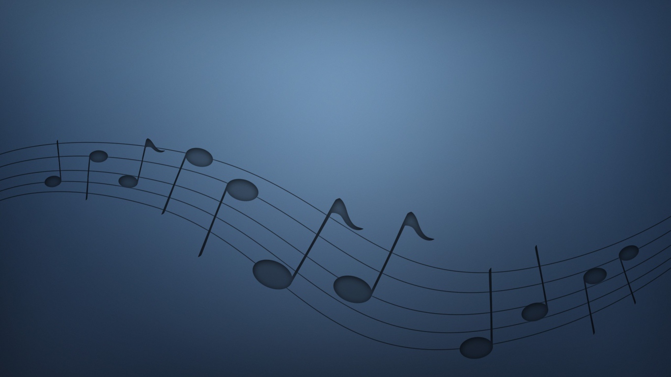 Нотный стан, голубой фон