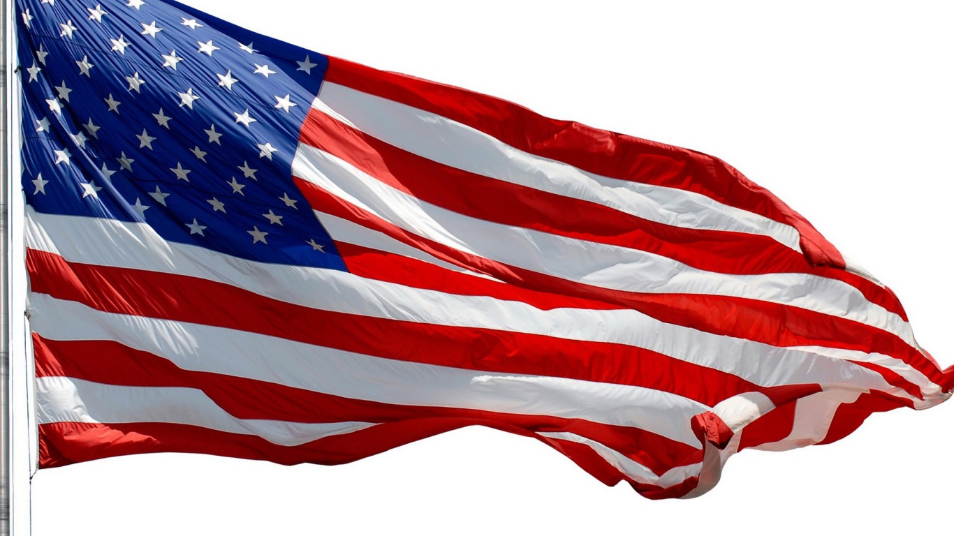 Флаг США на белом фоне