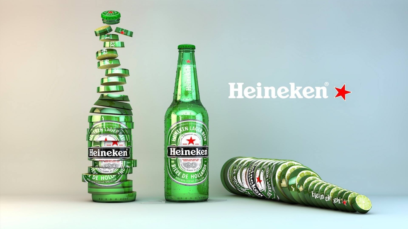 Нарезанная бутылка пива Heineken