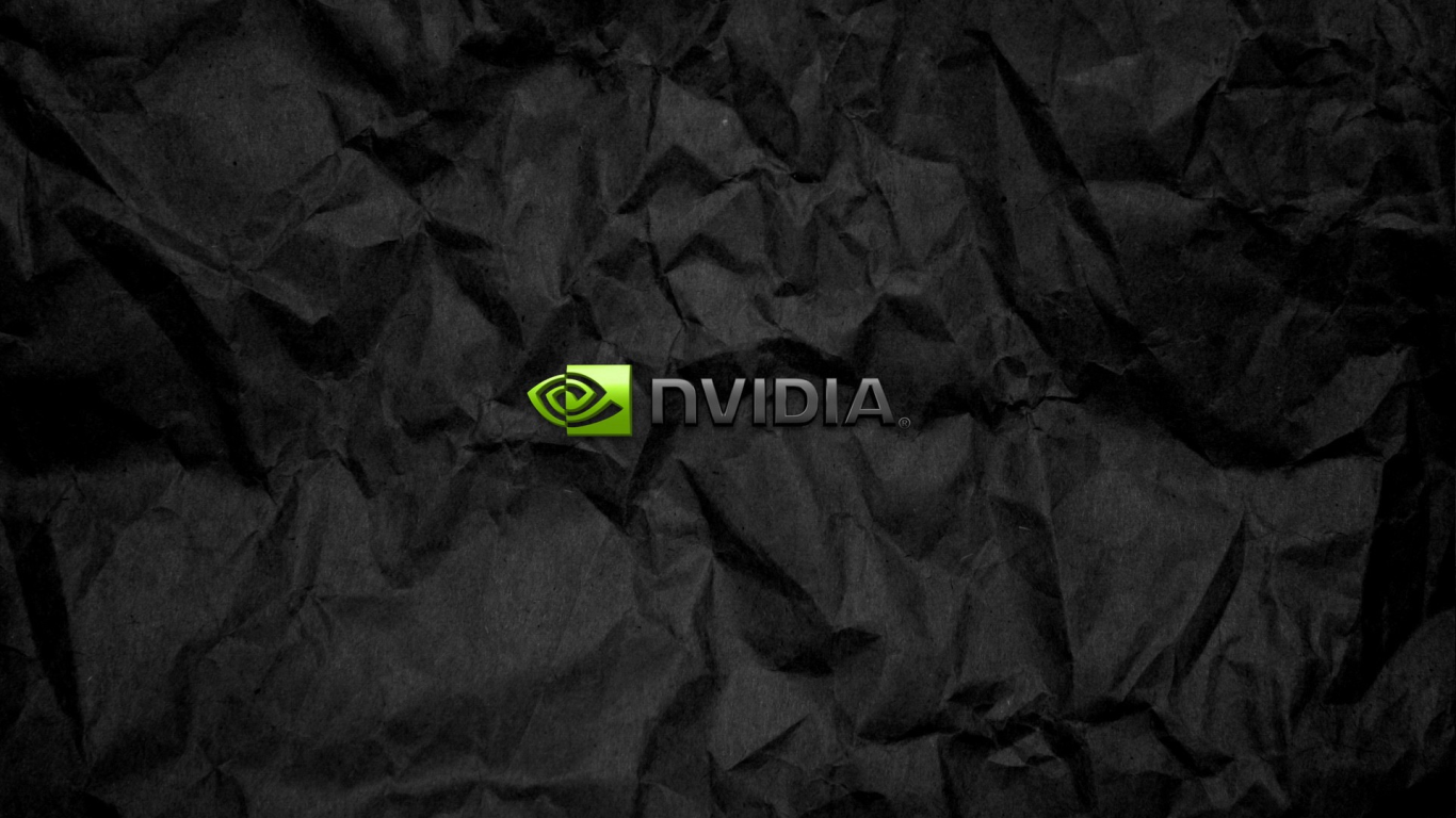 Символика Nvidia на мятой черной бумаге