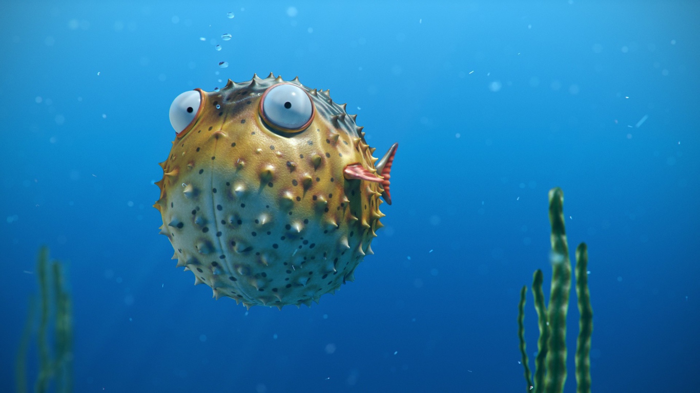Рисованный мультфильм Corky the Blowfish