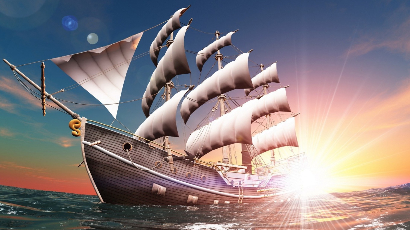 Парусник идет на встречу приключениям, мультфильм