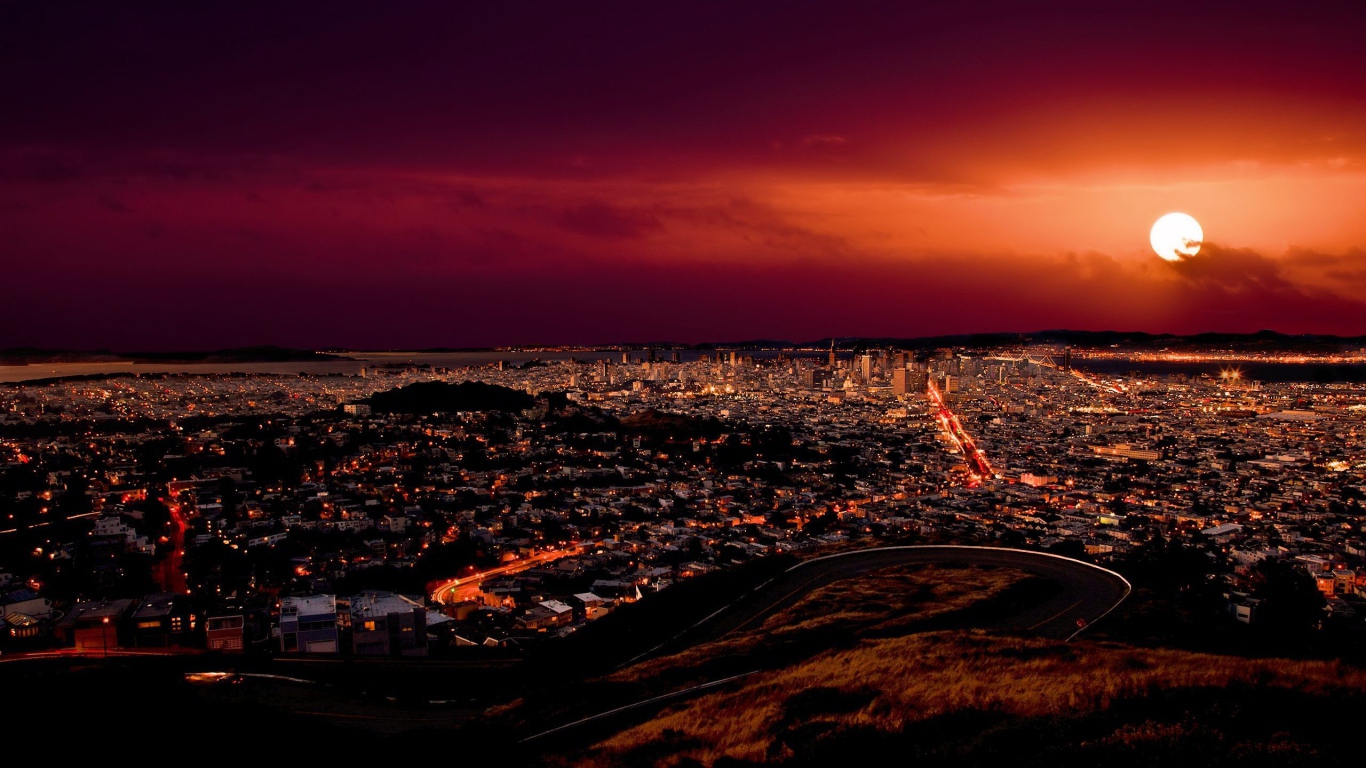 Большой ночной город в Аргентине