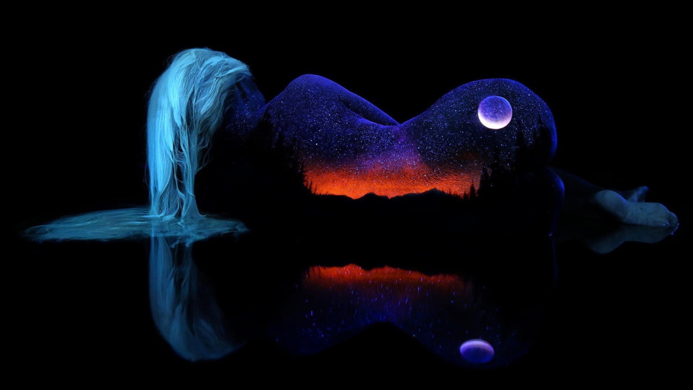 Силуэт девушки вселенной