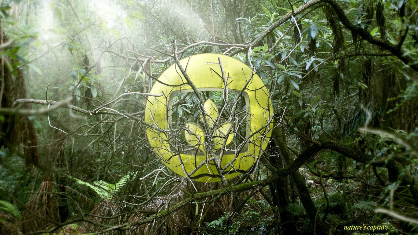 Символ лепестков на фоне зарослей