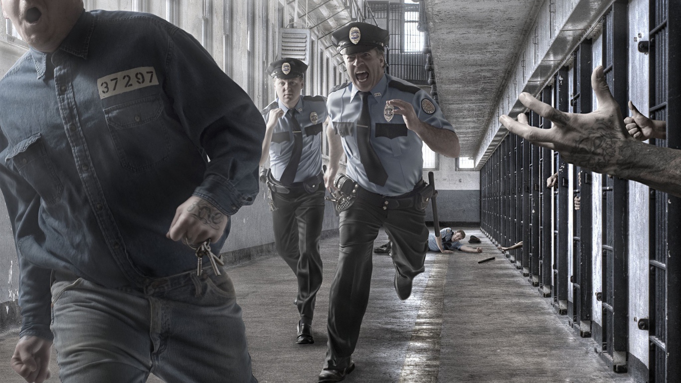 Преступник убегает от охраны в тюрьме