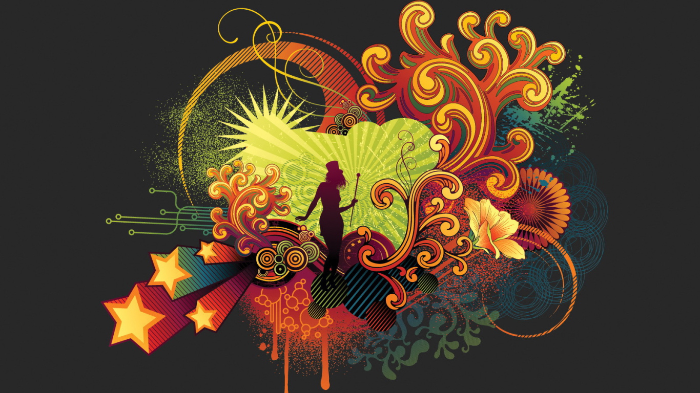 Силуэт девушки на орнаменте