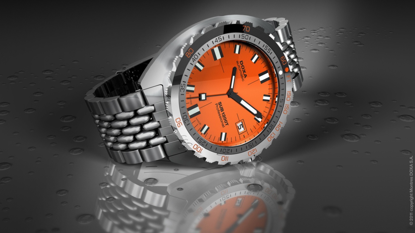 Часы Докса с оранжевым циферблатом