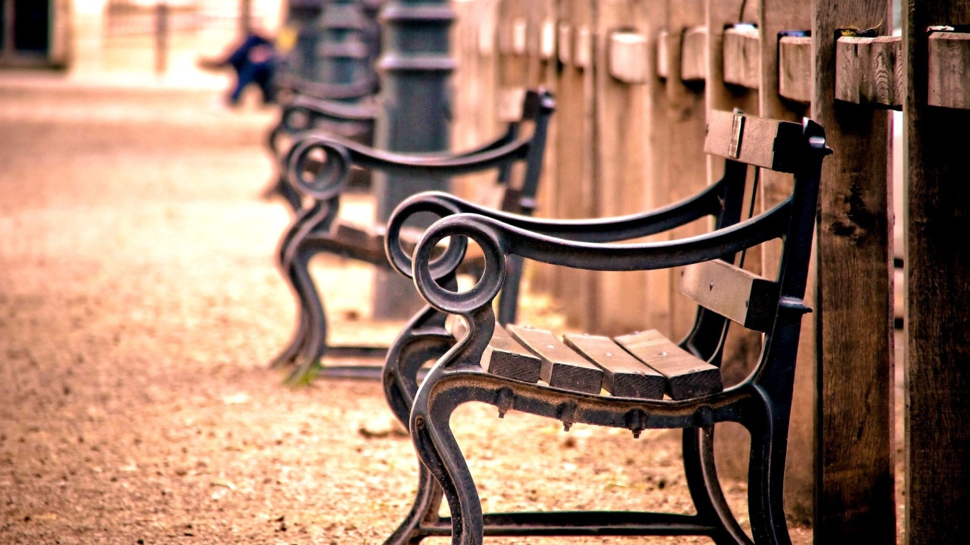 Кованые скамьи у деревянного забора