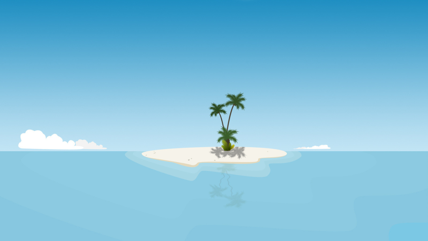 Необитаемый остров в синем море