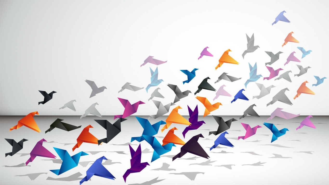 Журавли оригами взлетают в небо