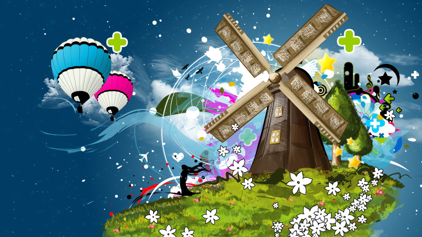 Ветреная мельница на острове