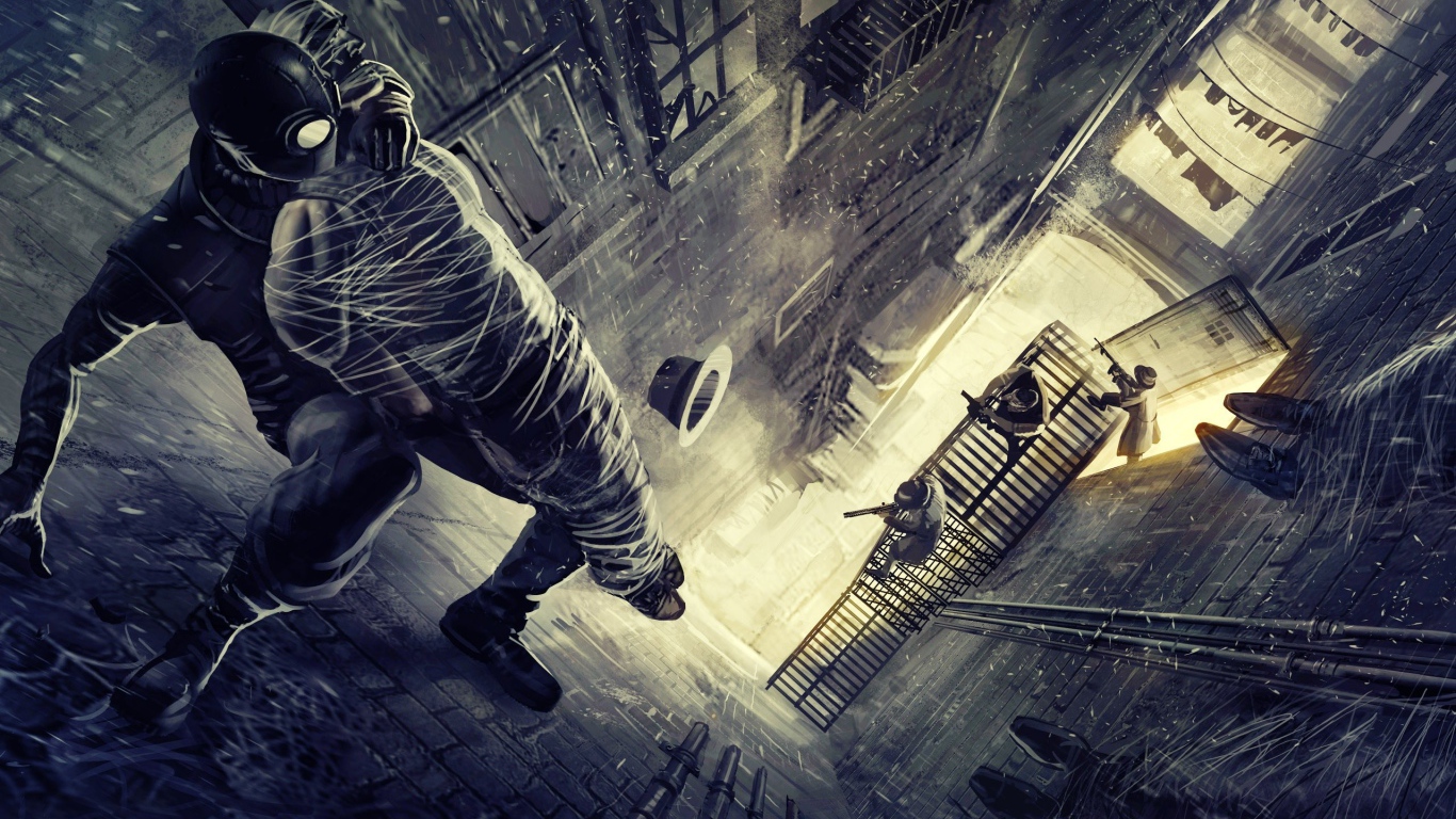 Черный Человек паук на стене