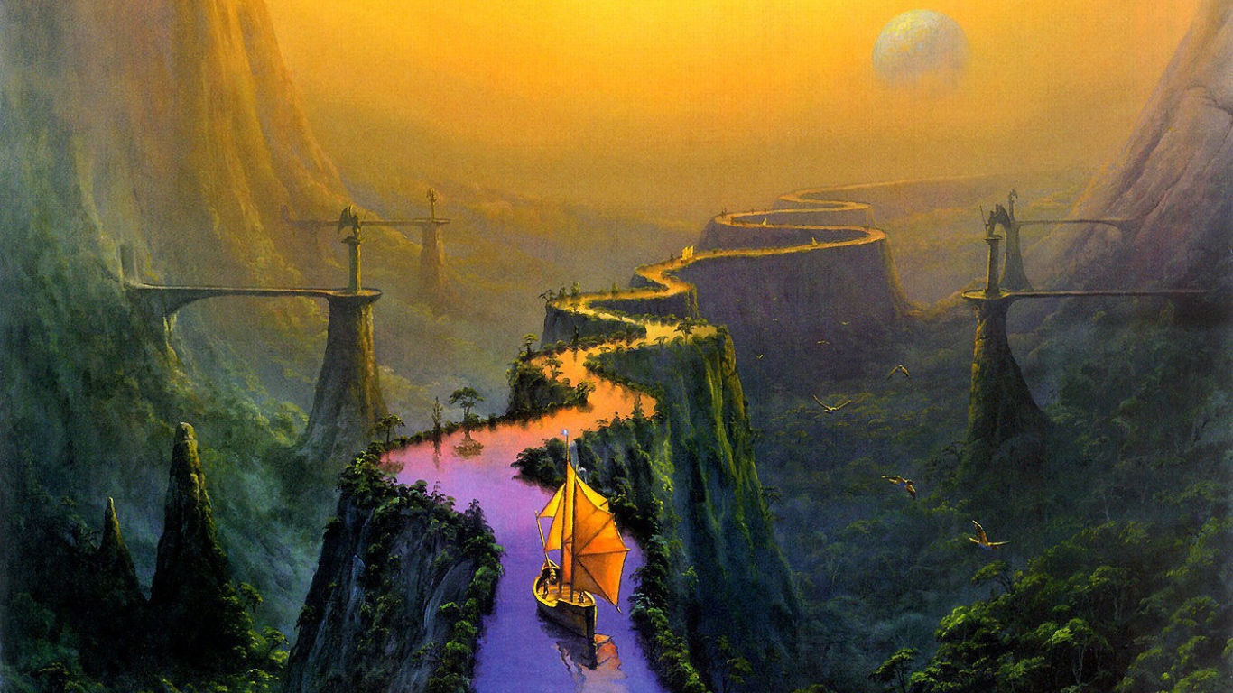 Канал среди гор фэнтези