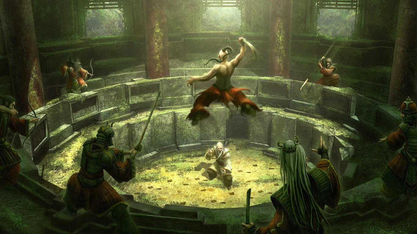 Казак сражается с турками на арене