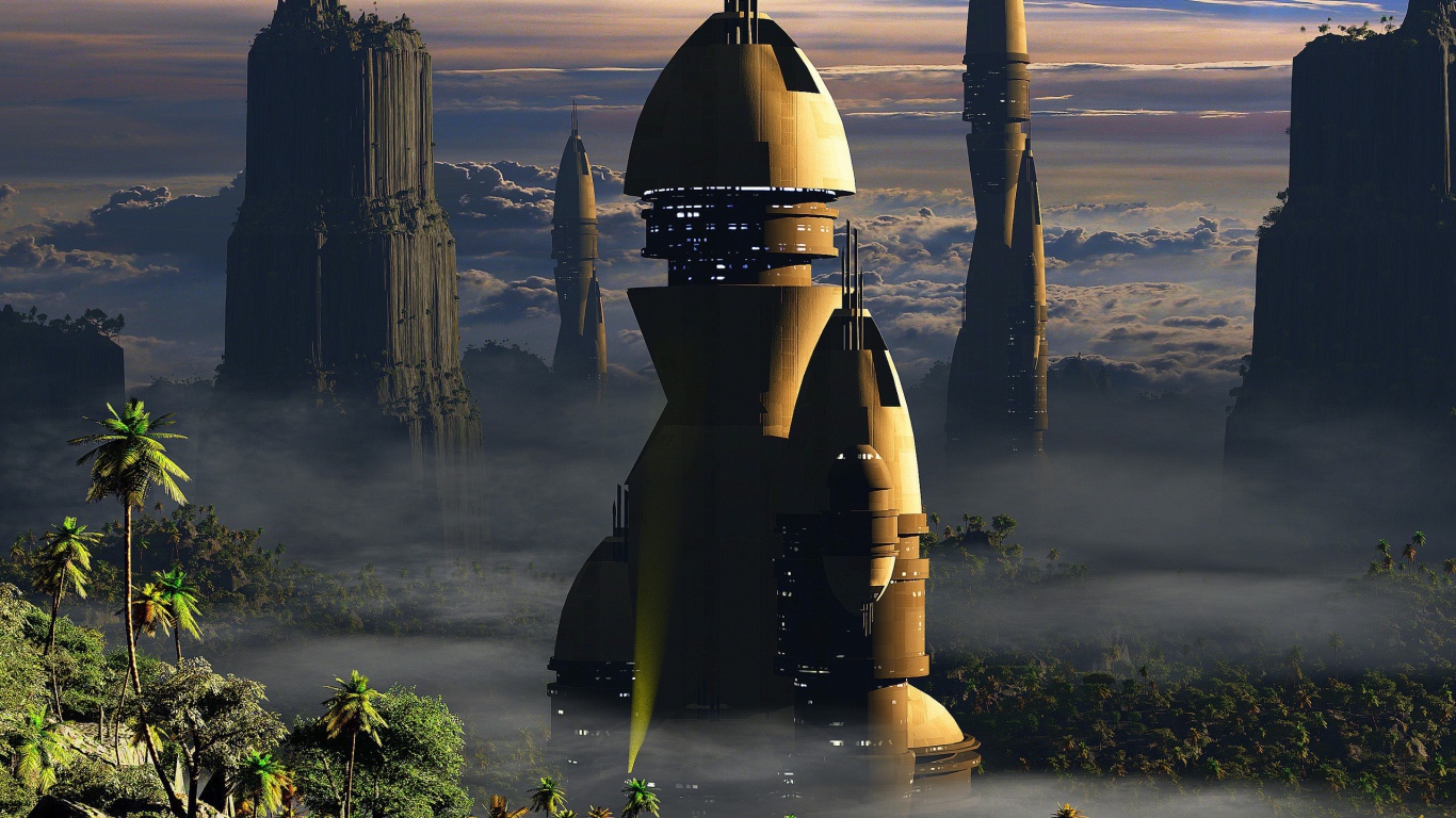 Фэнтези город в стране пальм