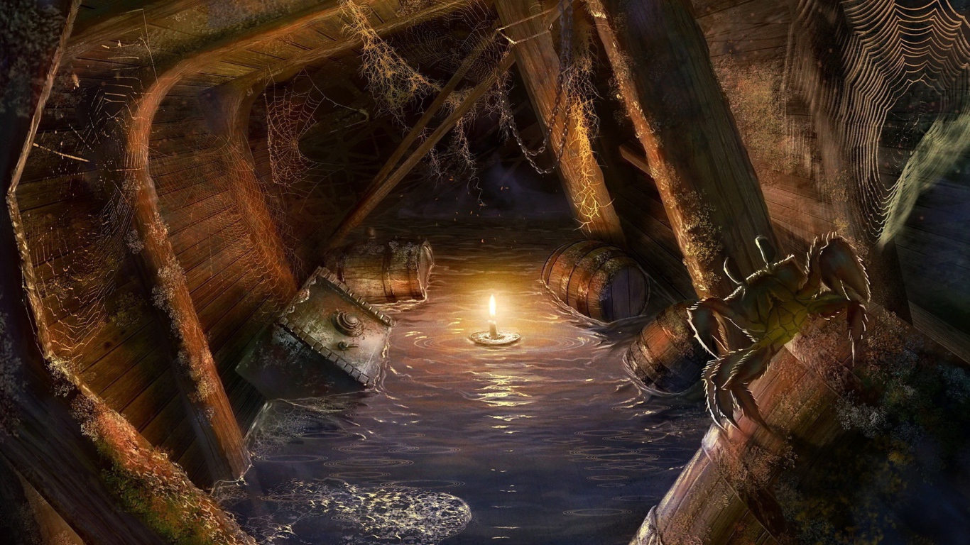 In the hold of the ship flooded