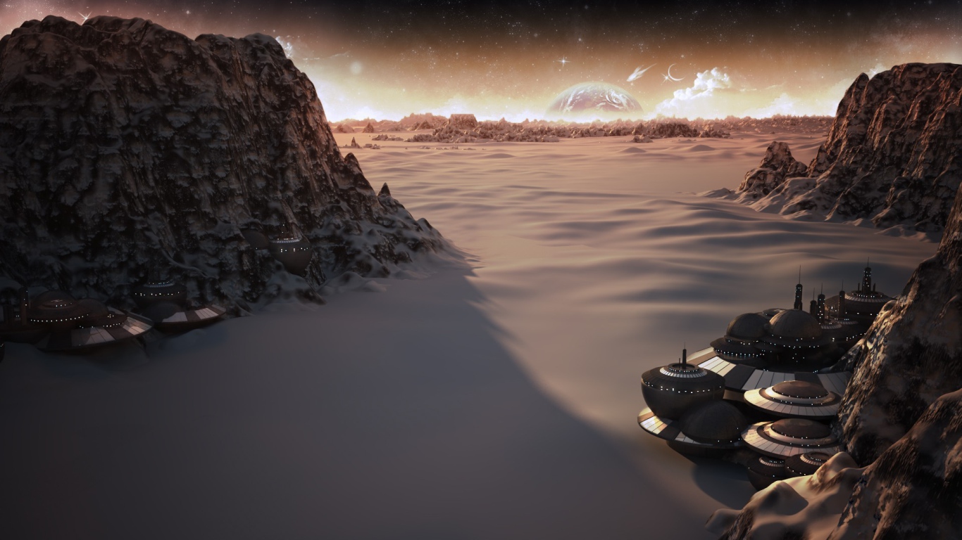 Круглые дома в колонии на другой планете