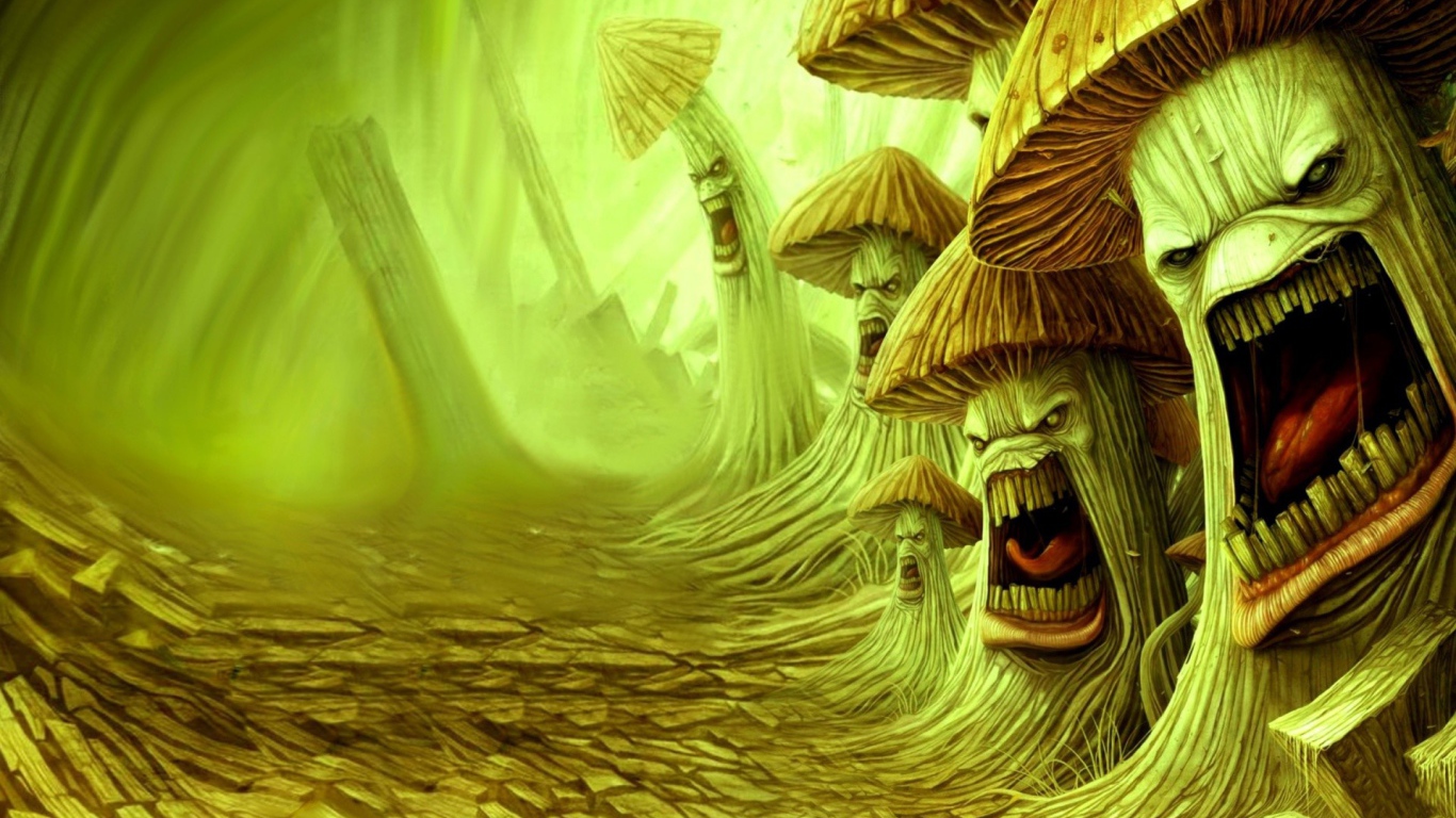 Зубастые грибы у дороги